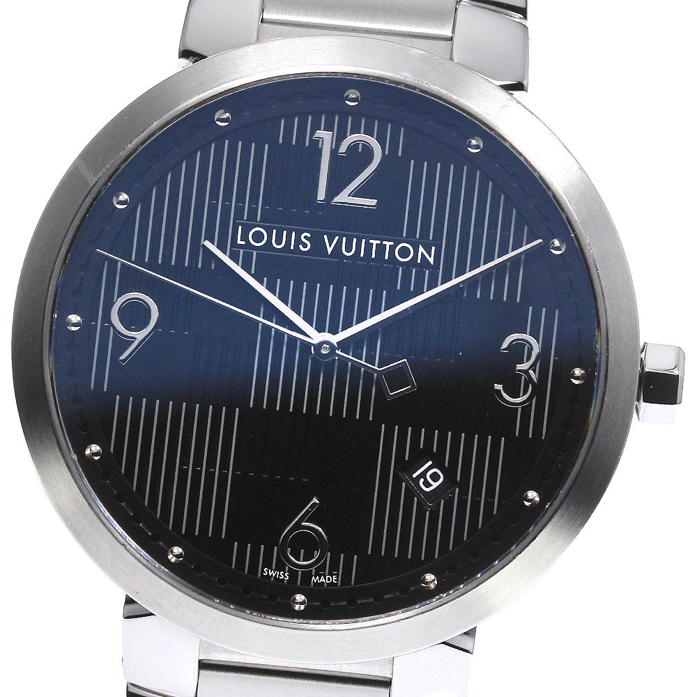 LOUIS VUITTON Tambour slim Q1D07 Damier Graffit black Dial Quartz Men's_795082