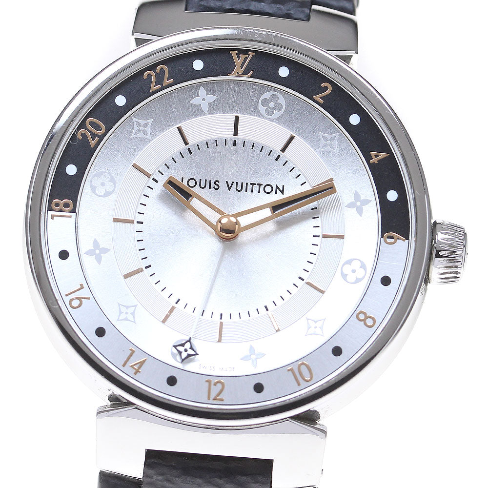 LOUIS VUITTON Tambour Moon Dual Time QA105 Silver Dial Quartz Men's Watch_795496