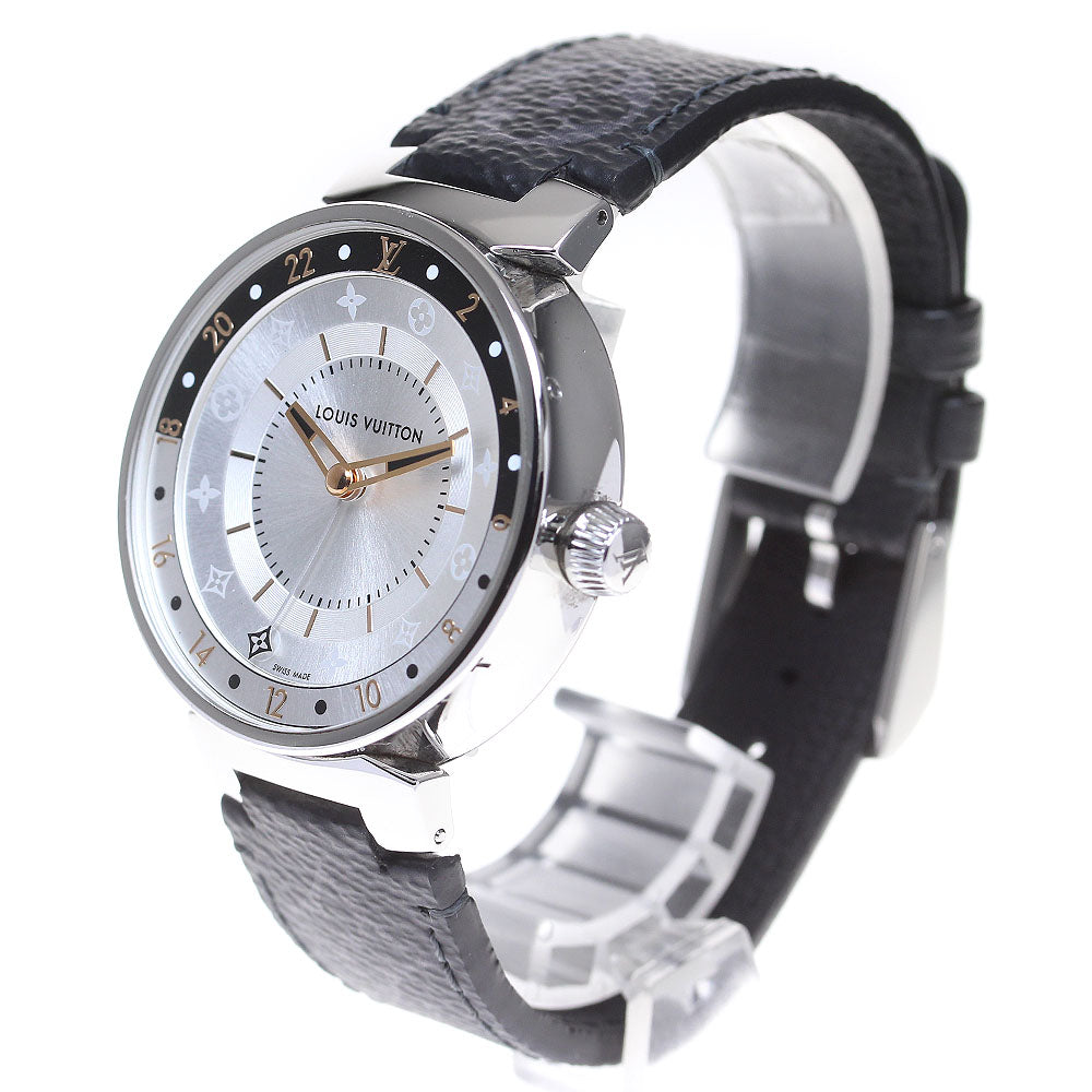 LOUIS VUITTON Tambour Moon Dual Time QA105 Silver Dial Quartz Men's Watch_795496