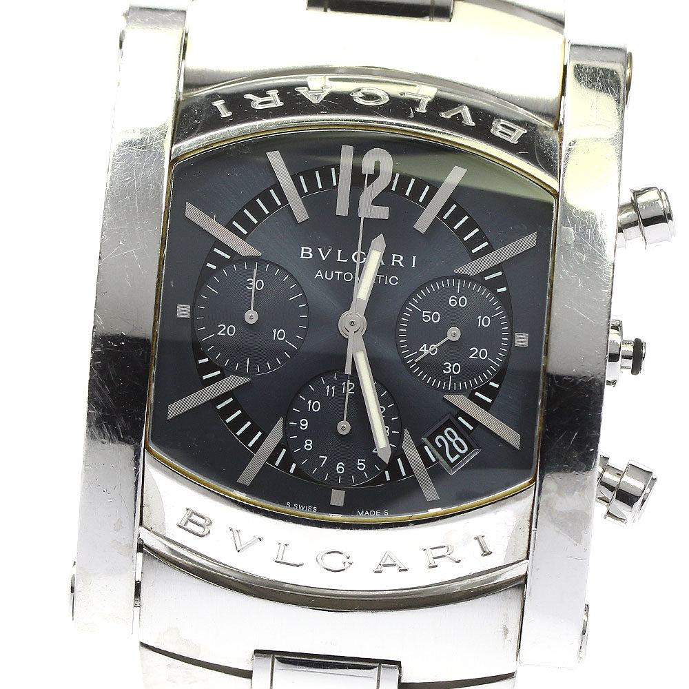 BVLGARI Assioma AA48SCH Chronograph Date Navy Dial Automatic Men's Watch_795538