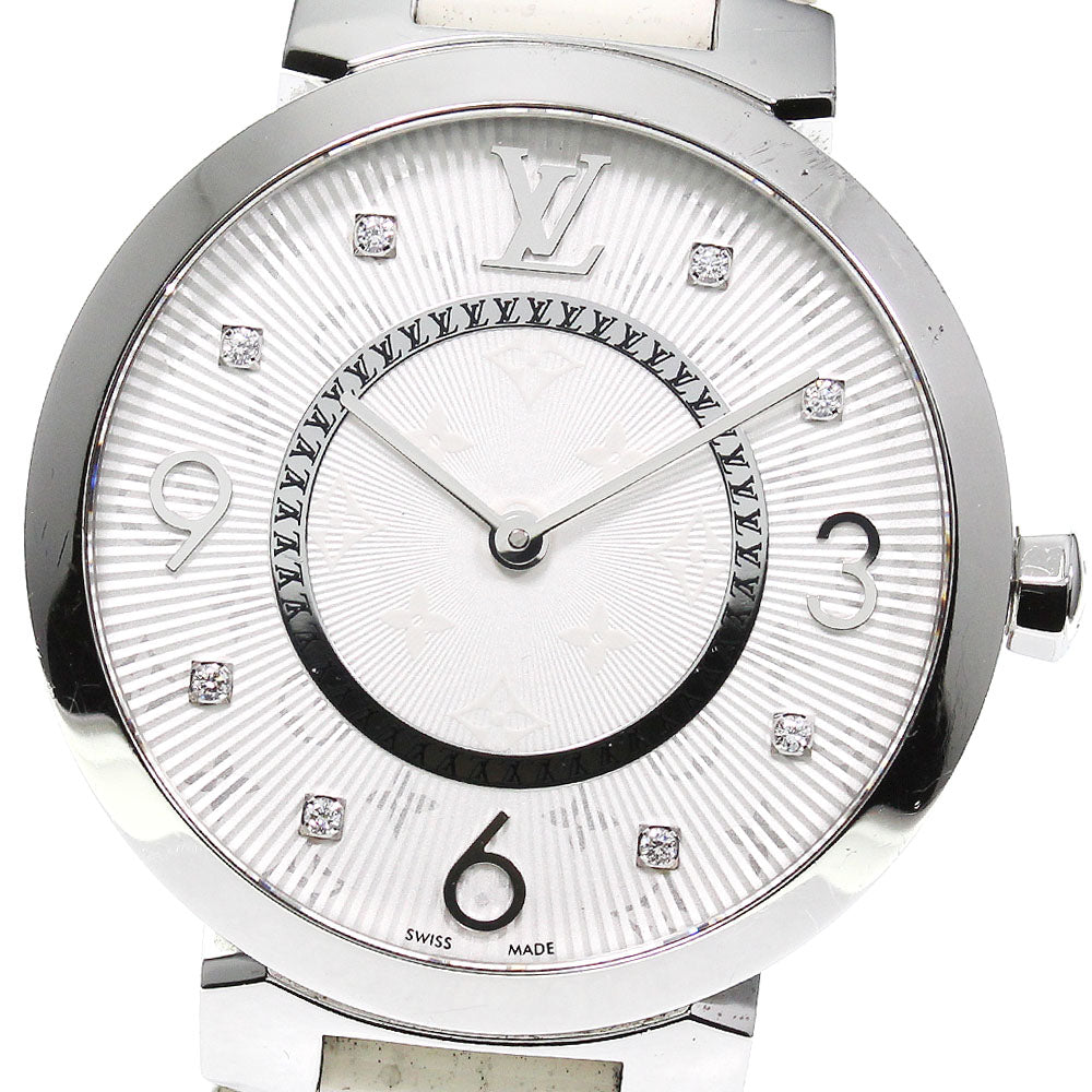 LOUIS VUITTON Tambour Slim MM Q13MJ 8P diamond Silver Dial Quartz Ladies_795667