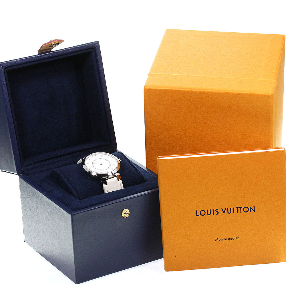 LOUIS VUITTON Tambour Slim MM Q13MJ 8P diamond Silver Dial Quartz Ladies_795667