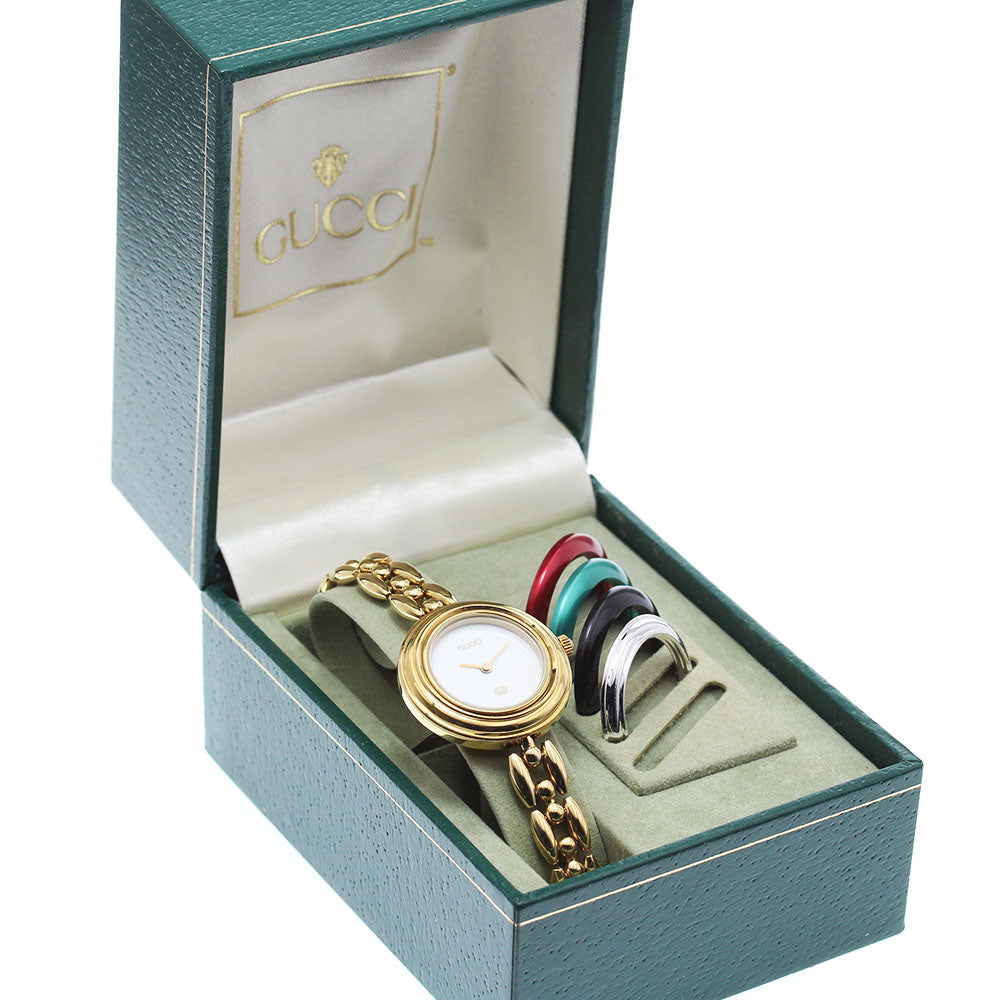 GUCCI Change bezel 11/12.2 White Dial Quartz Ladies Watch_796360