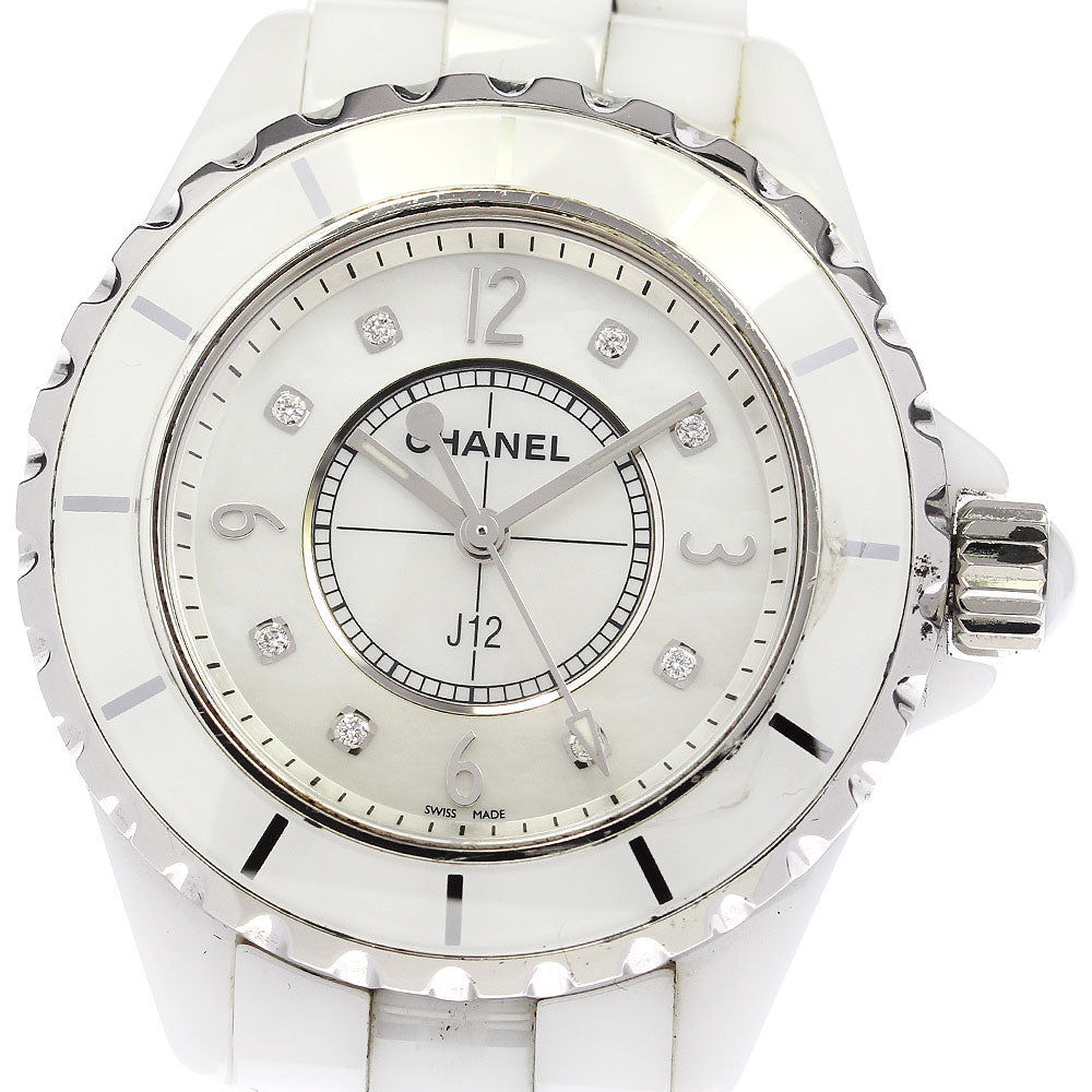 CHANEL J12 33mm H2422 White ceramic 8P diamond White shell Dial Quartz Ladies Watch_796821