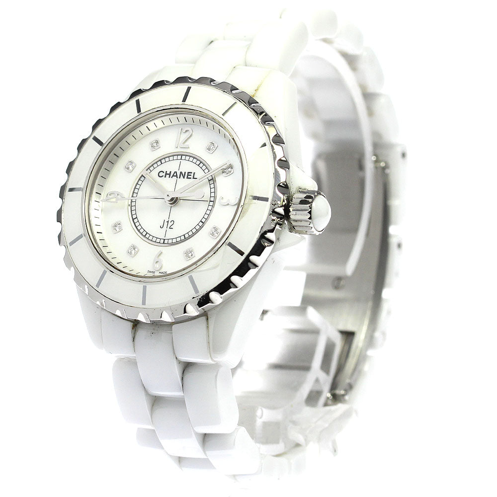 CHANEL J12 33mm H2422 White ceramic 8P diamond White shell Dial Quartz Ladies Watch_796821