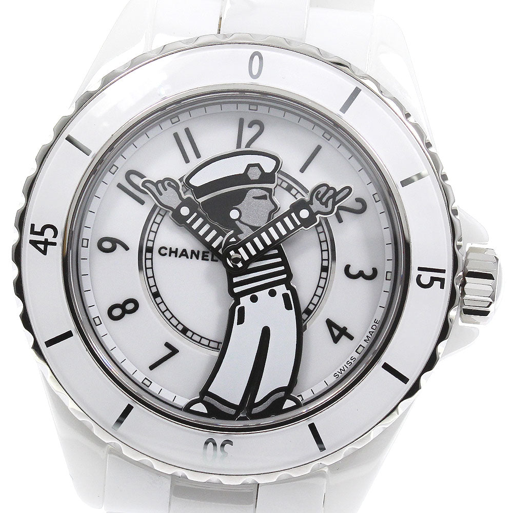 CHANEL Mademoiselle J12 La Pausa H7481 White Ceramic Automatic Men's_796860