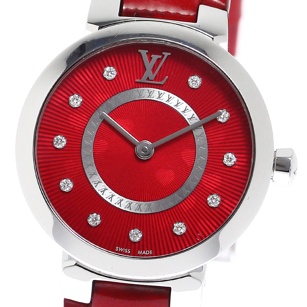 LOUIS VUITTON Tambour Q1J03 11P diamond Red Dial Quartz Ladies Watch_798294