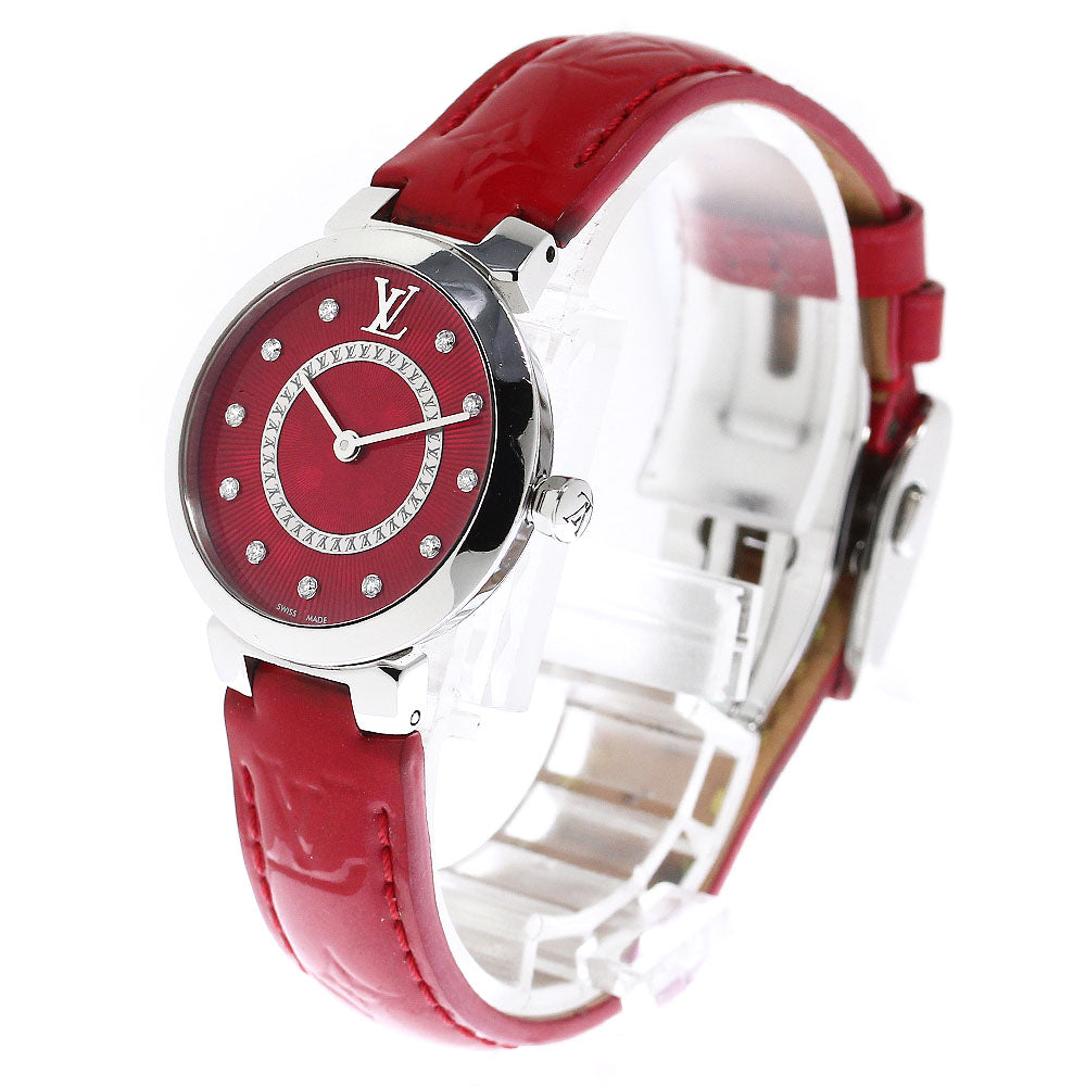 LOUIS VUITTON Tambour Q1J03 11P diamond Red Dial Quartz Ladies Watch_798294