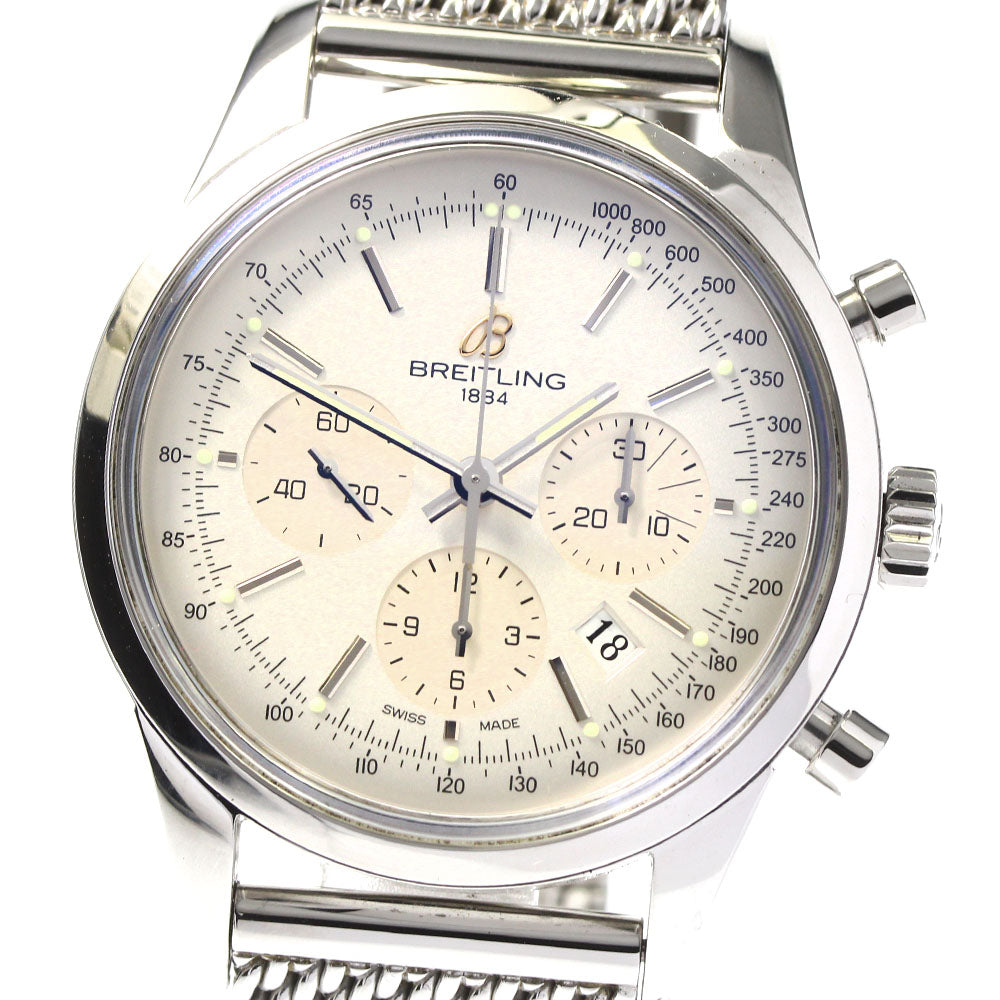 BREITLING Transocean AB0151 Chronograph Silver Dial Automatic Men's Watch_798344