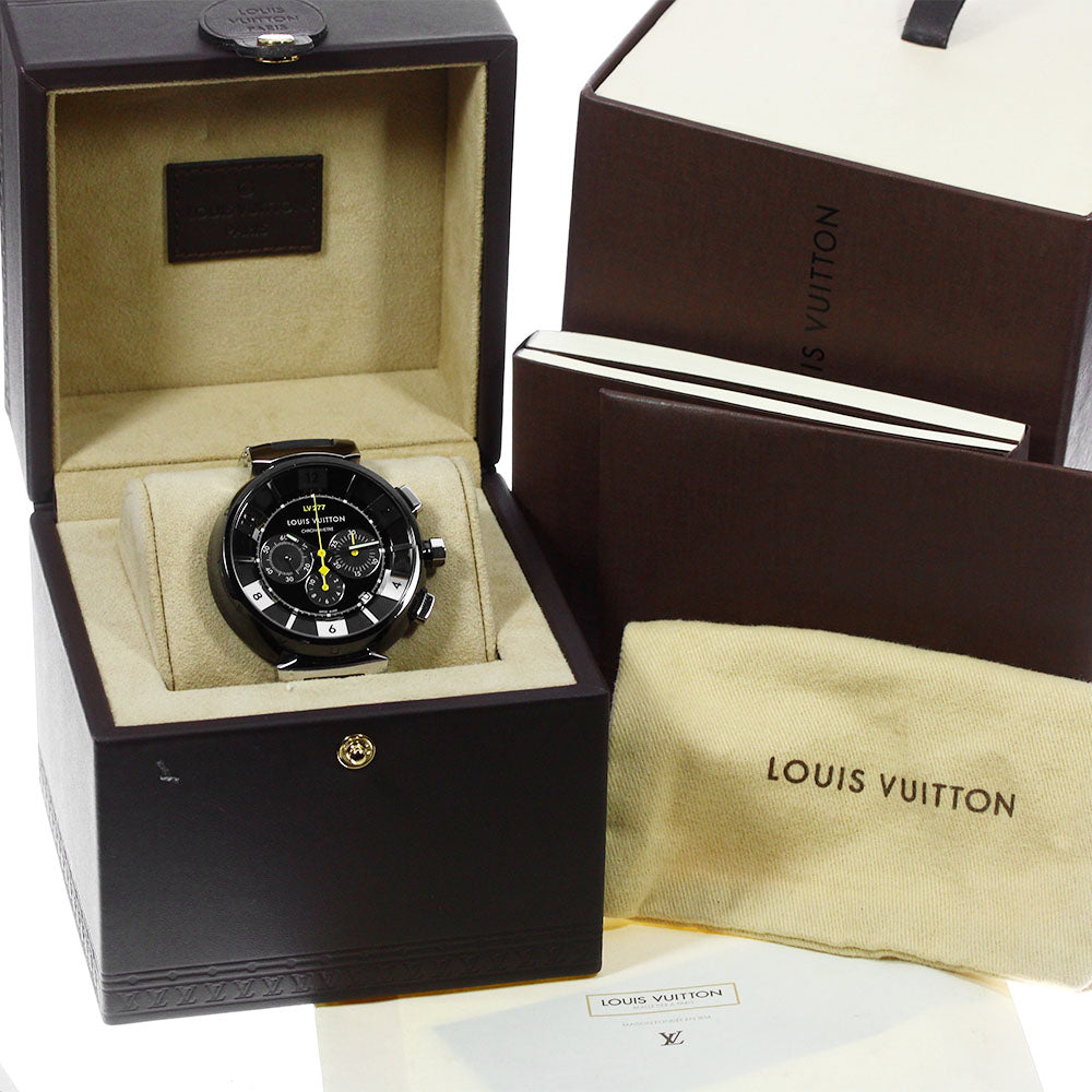 LOUIS VUITTON Tambour in Black Q114K Chronograph Automatic Men's Watch_798370