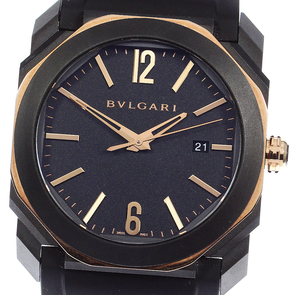 BVLGARI Octo Solo Tempo Ultra Nero BGOP41SG Date Black Dial AT Men's_798784