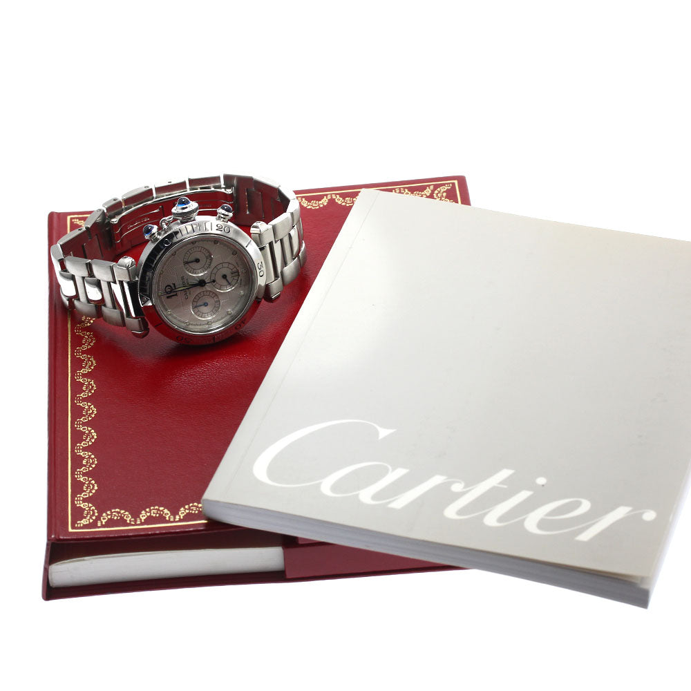 CARTIER Pasha 38mm W31030H3 Chronograph Silver Dial Automatic Men's Watch_798805