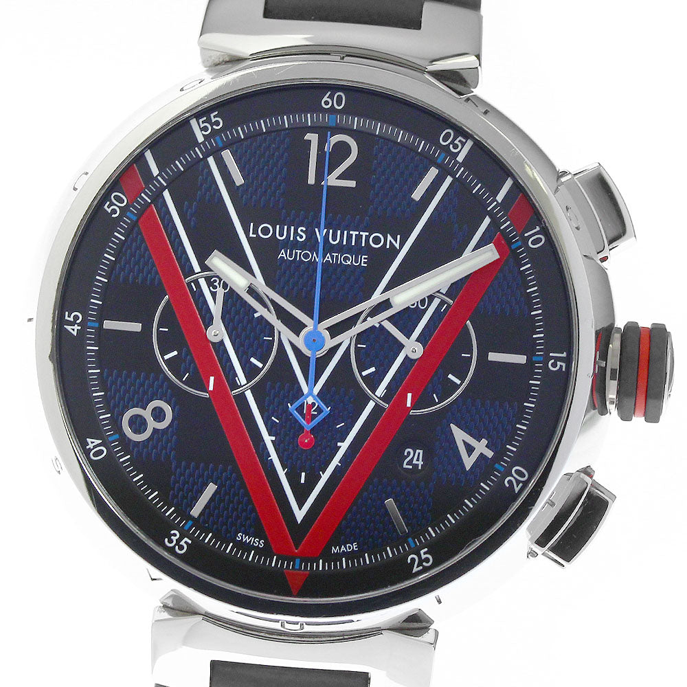 LOUIS VUITTON Tambour Damier Cobalt V QA163 Chronograph Automatic Men's_799622