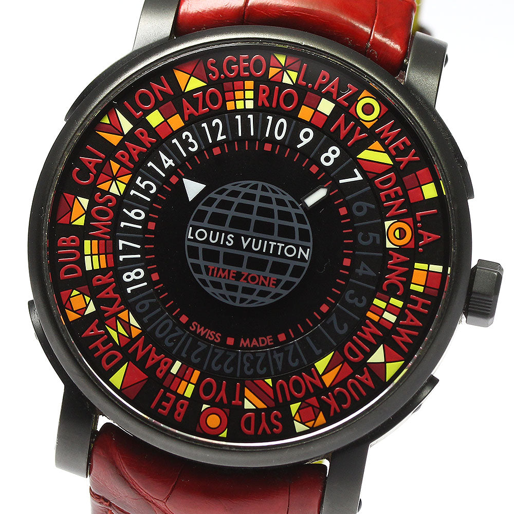 LOUIS VUITTON Escal time zone Q5D23 Japan limited black Dial Automatic Men's Watch_799744