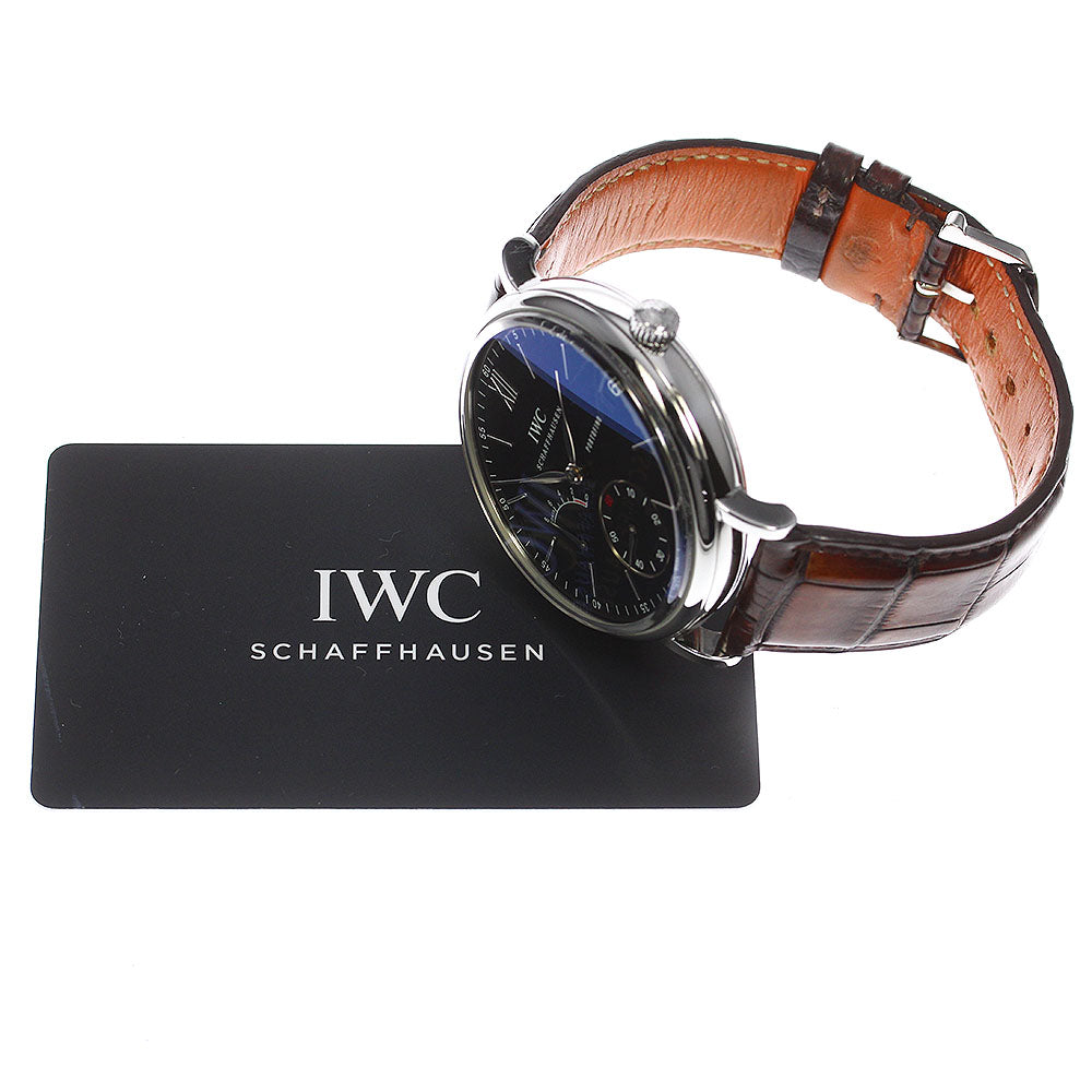 IWC SCHAFFHAUSEN Portofino Handwind 8 Days IW510102 Date power reserve black Dial Hand Winding Men's Watch_799857