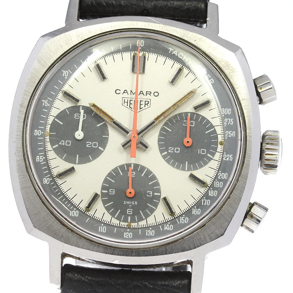 Heuer Camaro 73643 Chronograph cal.7736 Silver Dial Hand Winding Men's Watch_800087