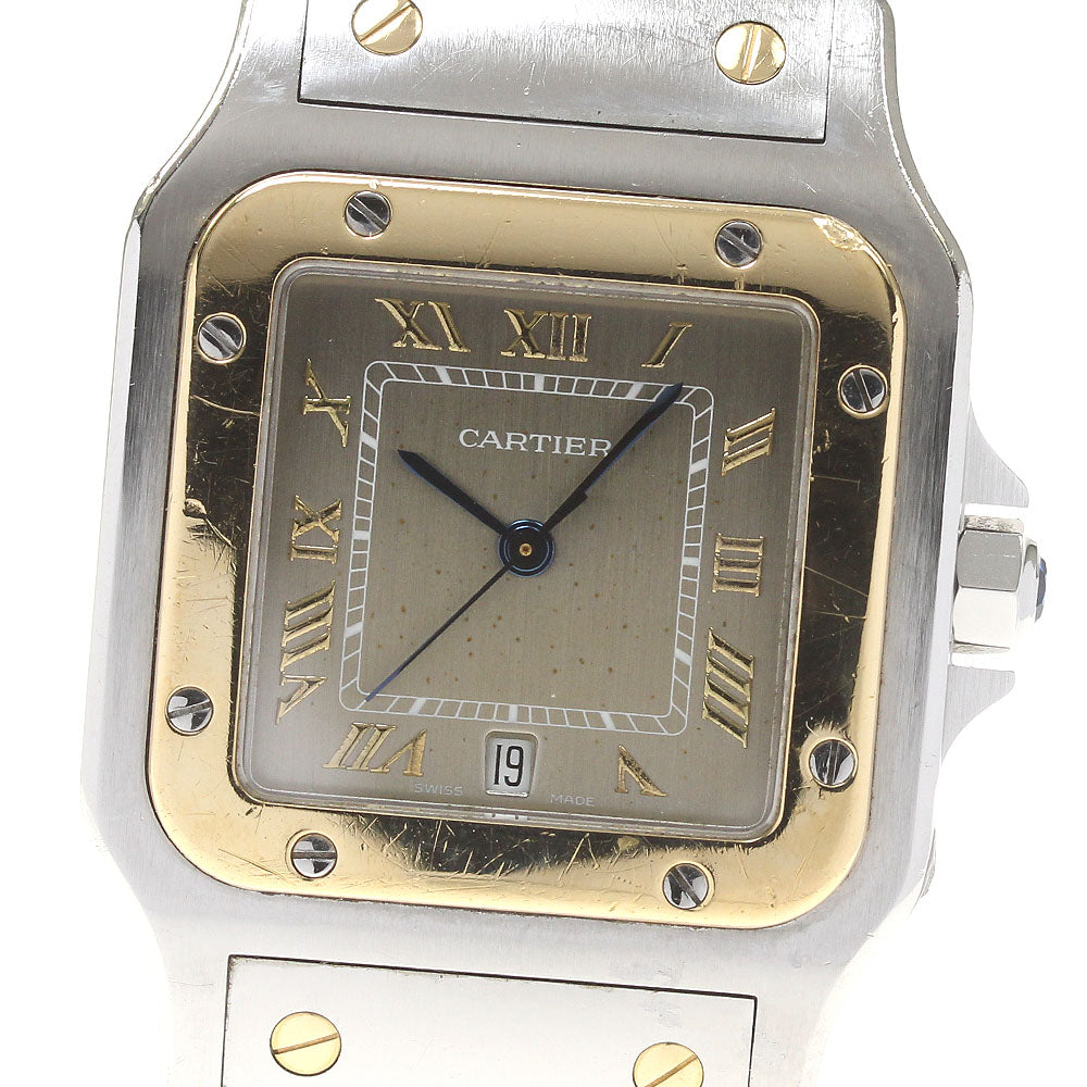 CARTIER Santos Galbe LM W20030C4 YG2 tone date gray Dial Quartz Men's Watch_800111