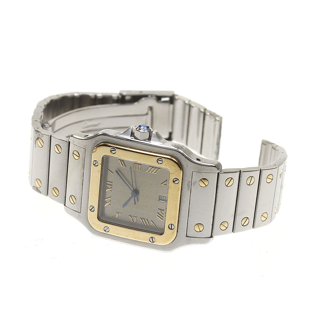 CARTIER Santos Galbe LM W20030C4 YG2 tone date gray Dial Quartz Men's Watch_800111