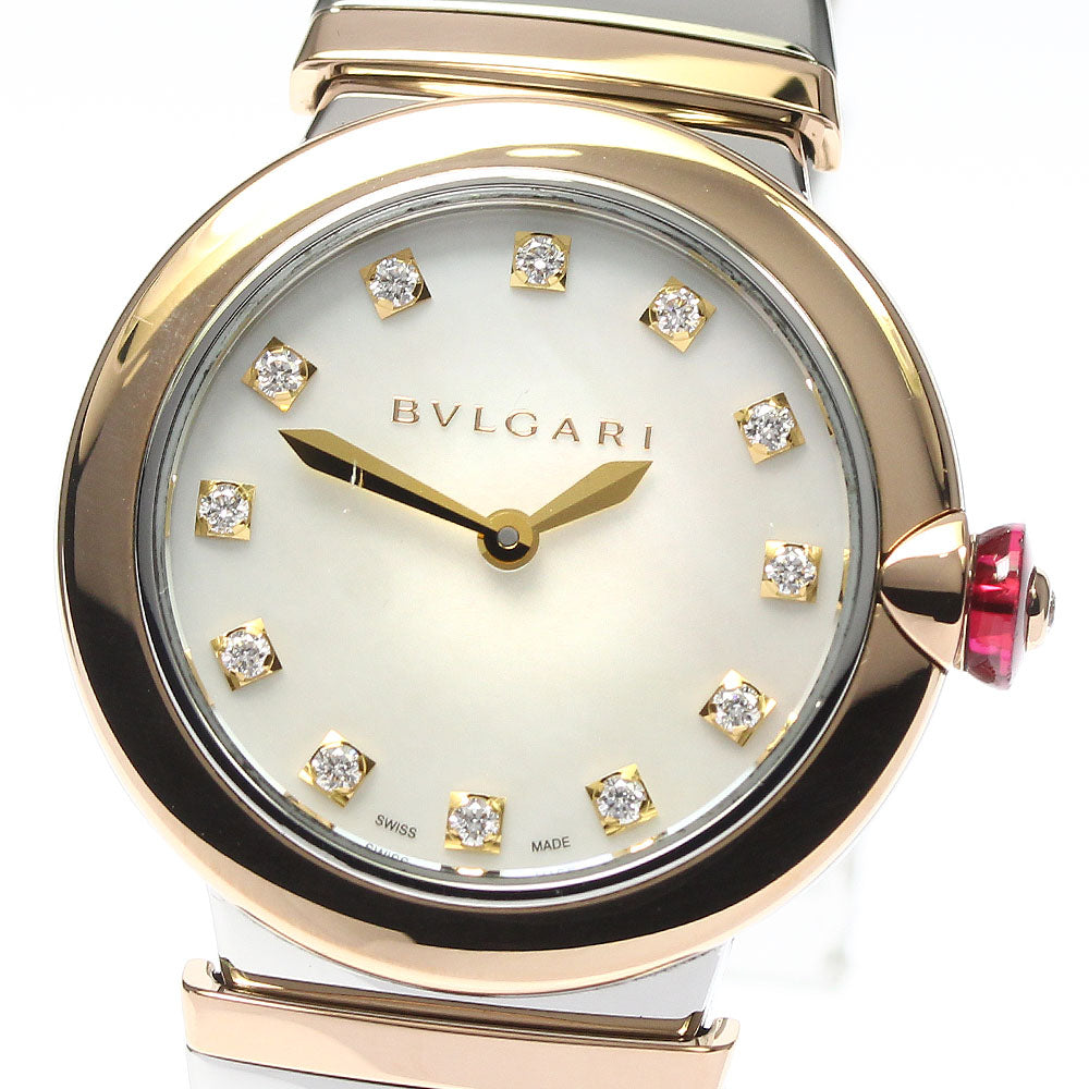 BVLGARI Lvcea LUP28SG 12P diamond White shell Dial Quartz Ladies Watch_801048