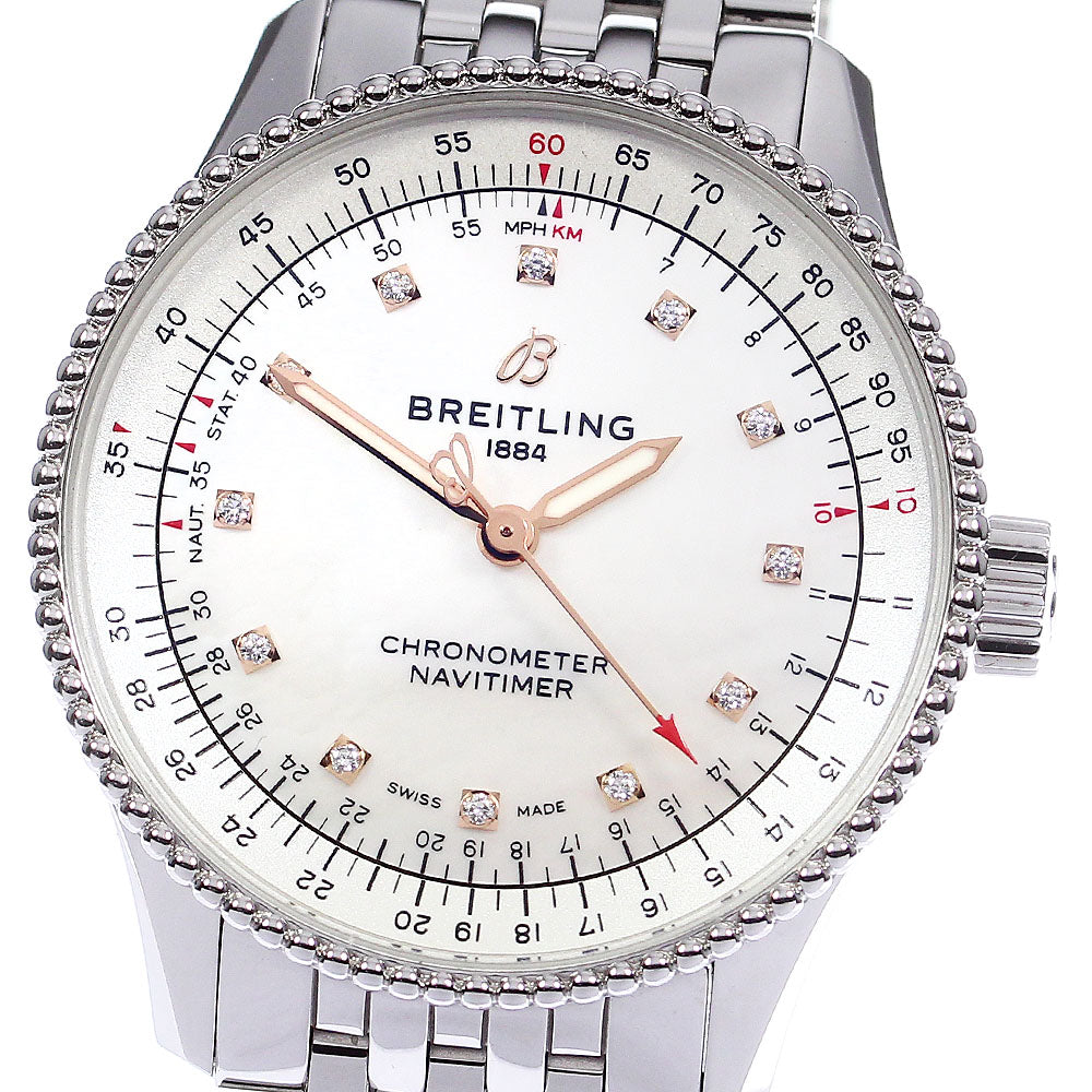 BREITLING Navitimer35 A17395 12P diamond White shell Dial AT Ladies Watch_801189