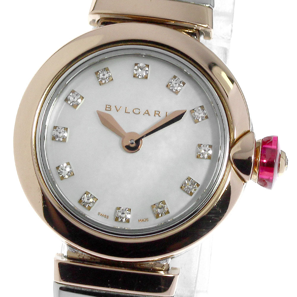 BVLGARI Pictorial chair LUSP23G/103048 K18PG 12P diamond Quartz Ladies_801269