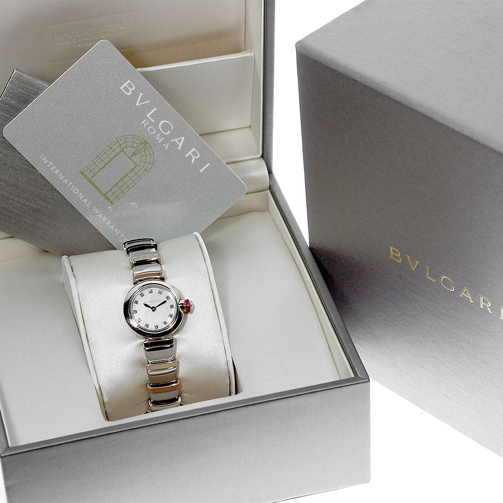 BVLGARI Pictorial chair LUSP23G/103048 K18PG 12P diamond Quartz Ladies_801269