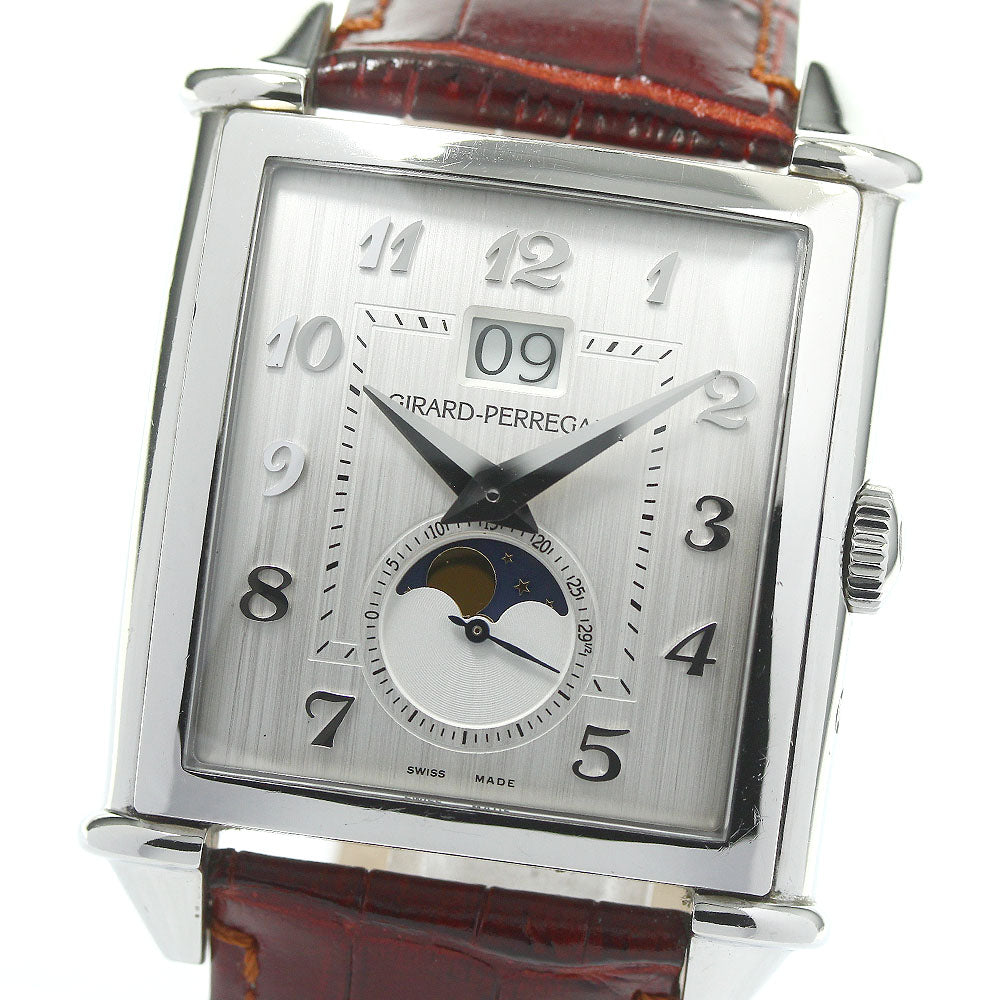 GIRARD PERREGAUX Vintage 1945 XXL Large 25882-11-121-BB6B Date Moon Phase Silver Dial Automatic Men's Watch_801689