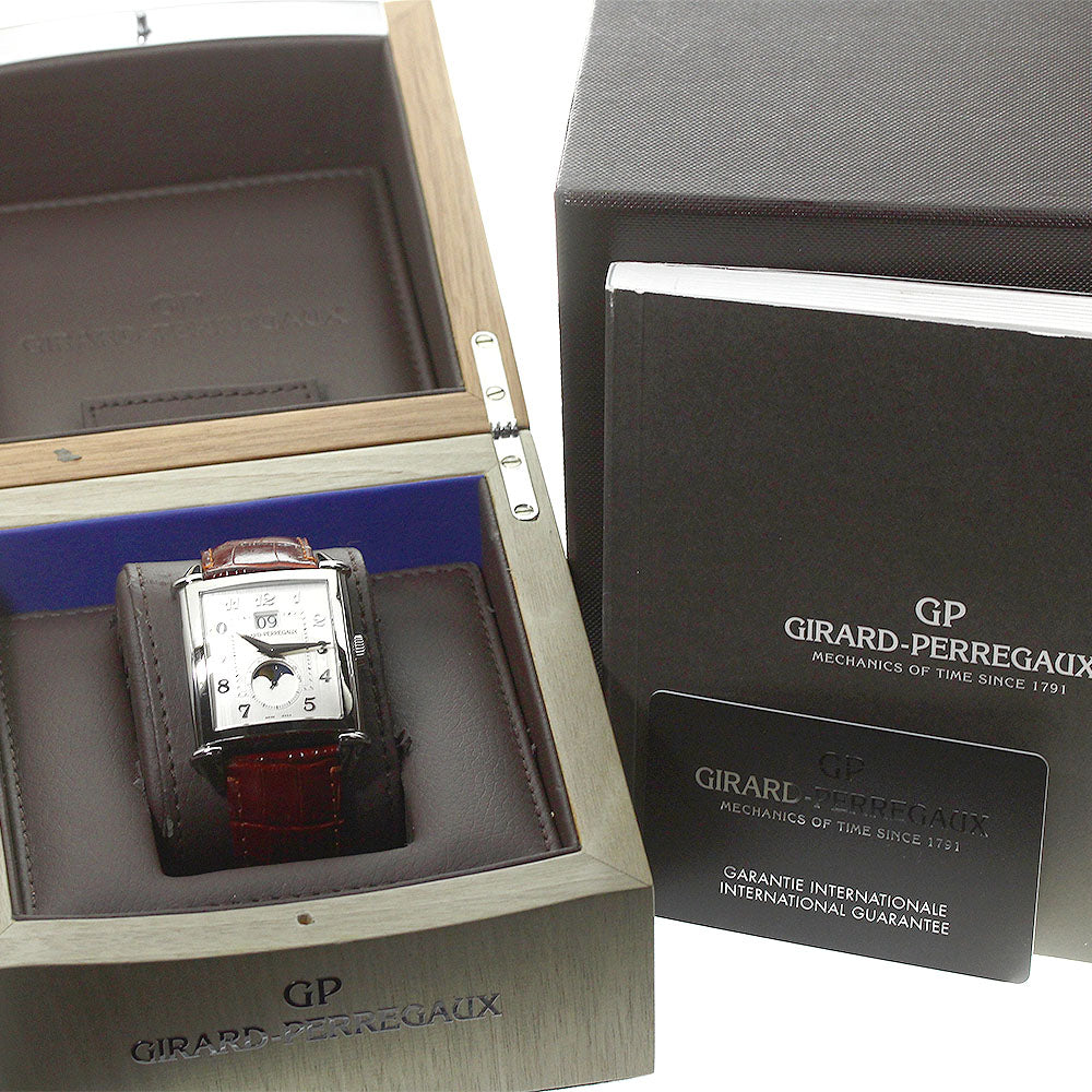 GIRARD PERREGAUX Vintage 1945 XXL Large 25882-11-121-BB6B Date Moon Phase Silver Dial Automatic Men's Watch_801689