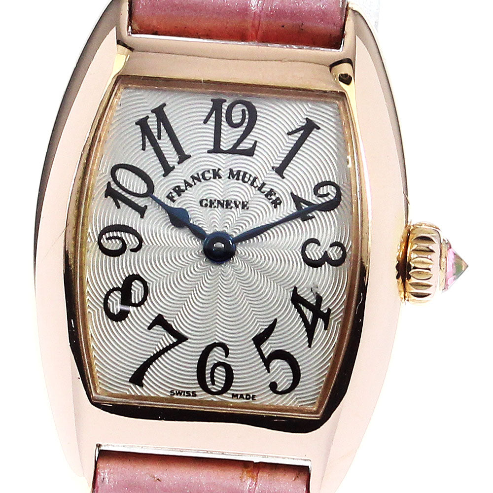 FRANCK MULLER Tonneau Carbex Petit 2500QZ 18K Pink Gold Silver Dial Quartz Ladies Watch_801779
