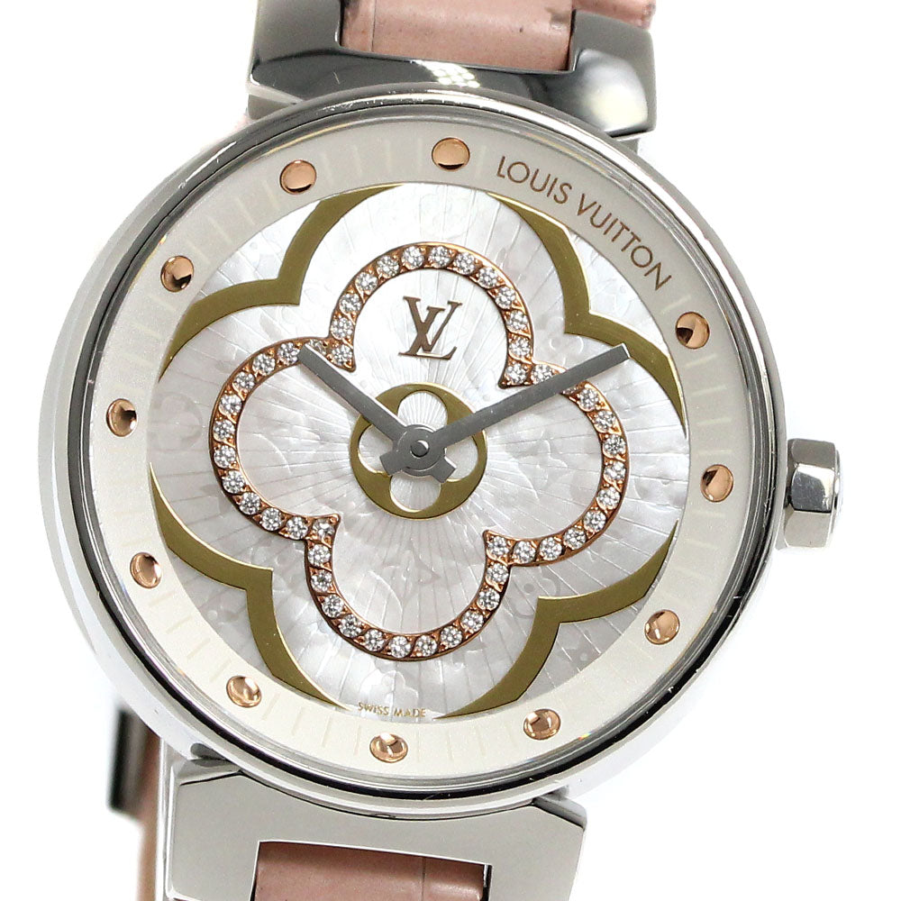 LOUIS VUITTON Tambour Moon Divine PM QA017 diamond White shell Dial Quartz Ladies Watch_802027