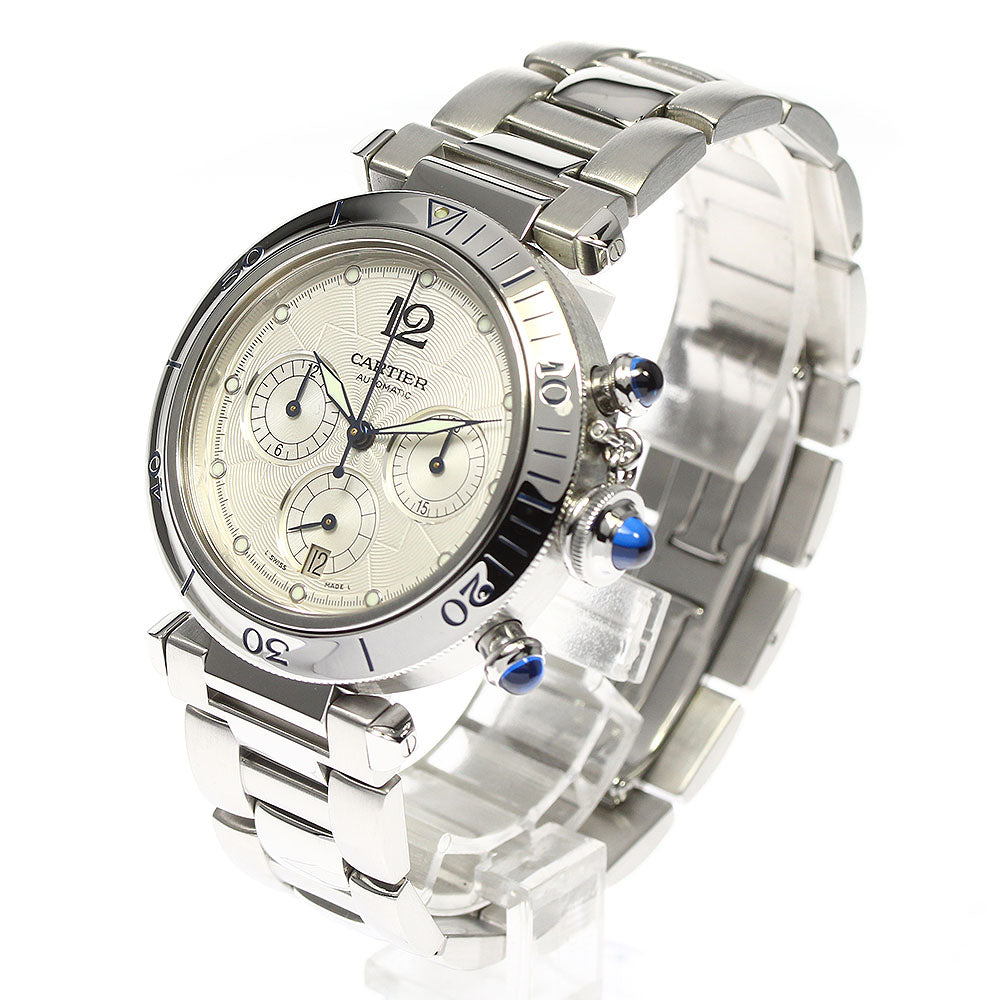 CARTIER Pasha 38mm W31030H3 Chronograph Silver Dial Automatic Men's Watch_802055