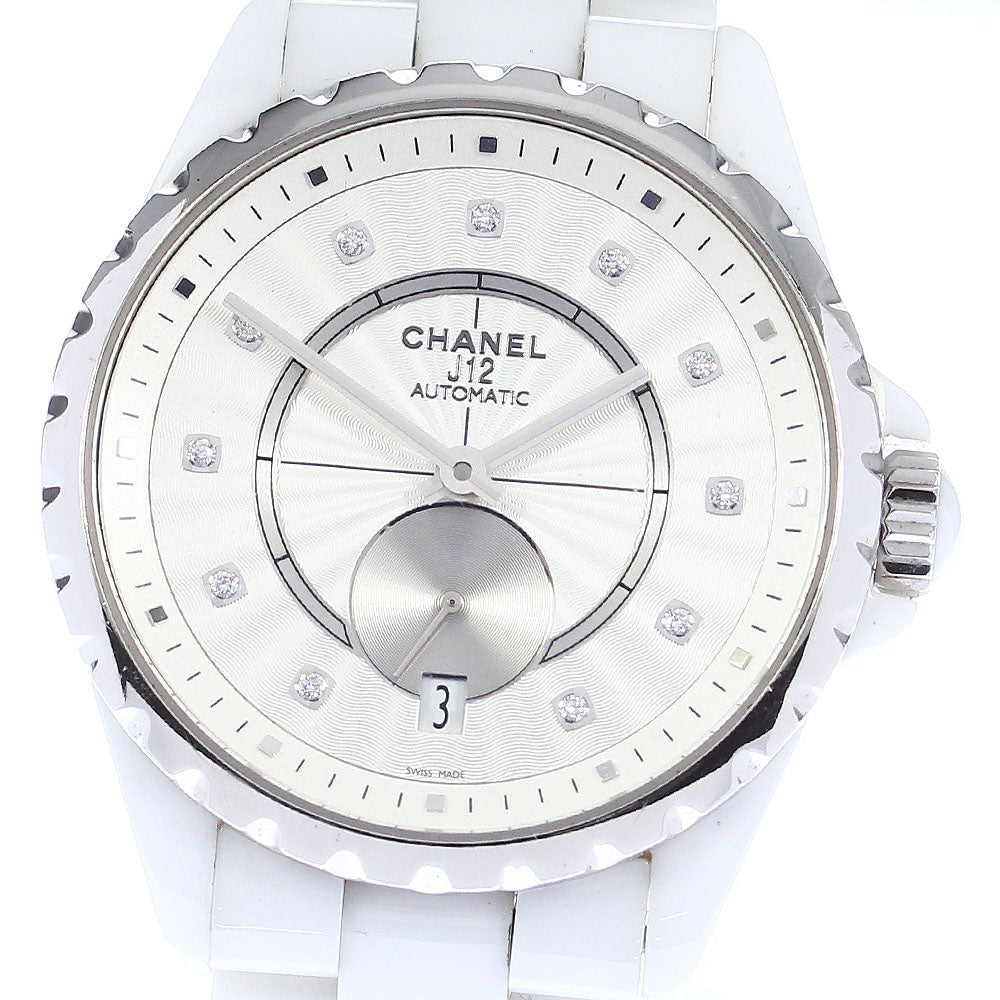 CHANEL J12 H4345 White ceramic 11P diamond Silver Dial Automatic Boy's_802114