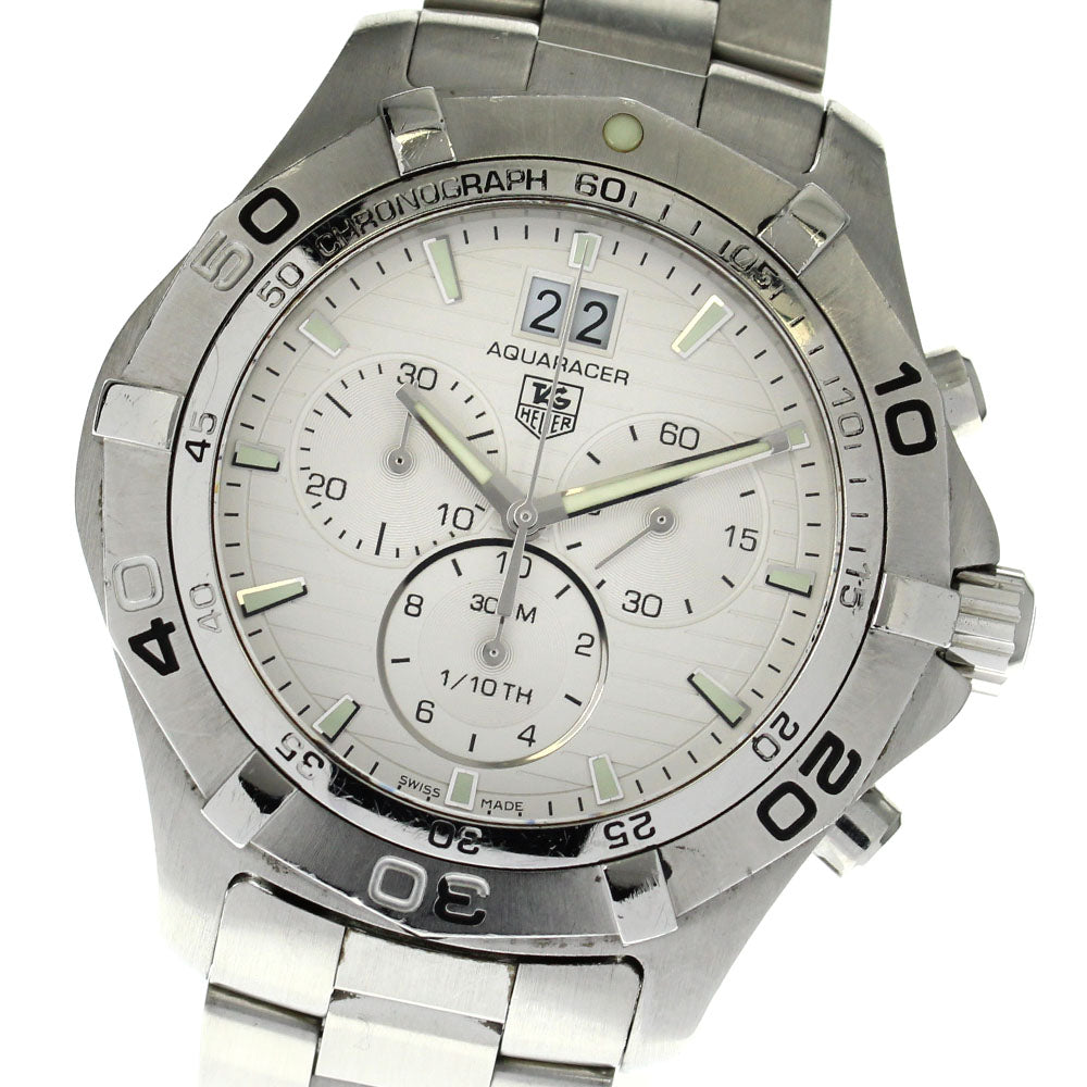 TAG HEUER Aqua racer CAF101F Chronograph Date Silver Dial Quartz Men's_802164
