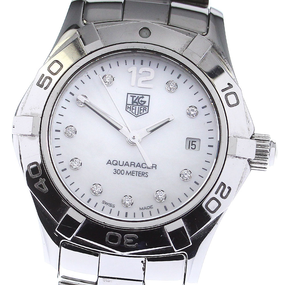TAG HEUER Aquaracer WAF1415 10P diamond White shell Dial Quartz Ladies_802172