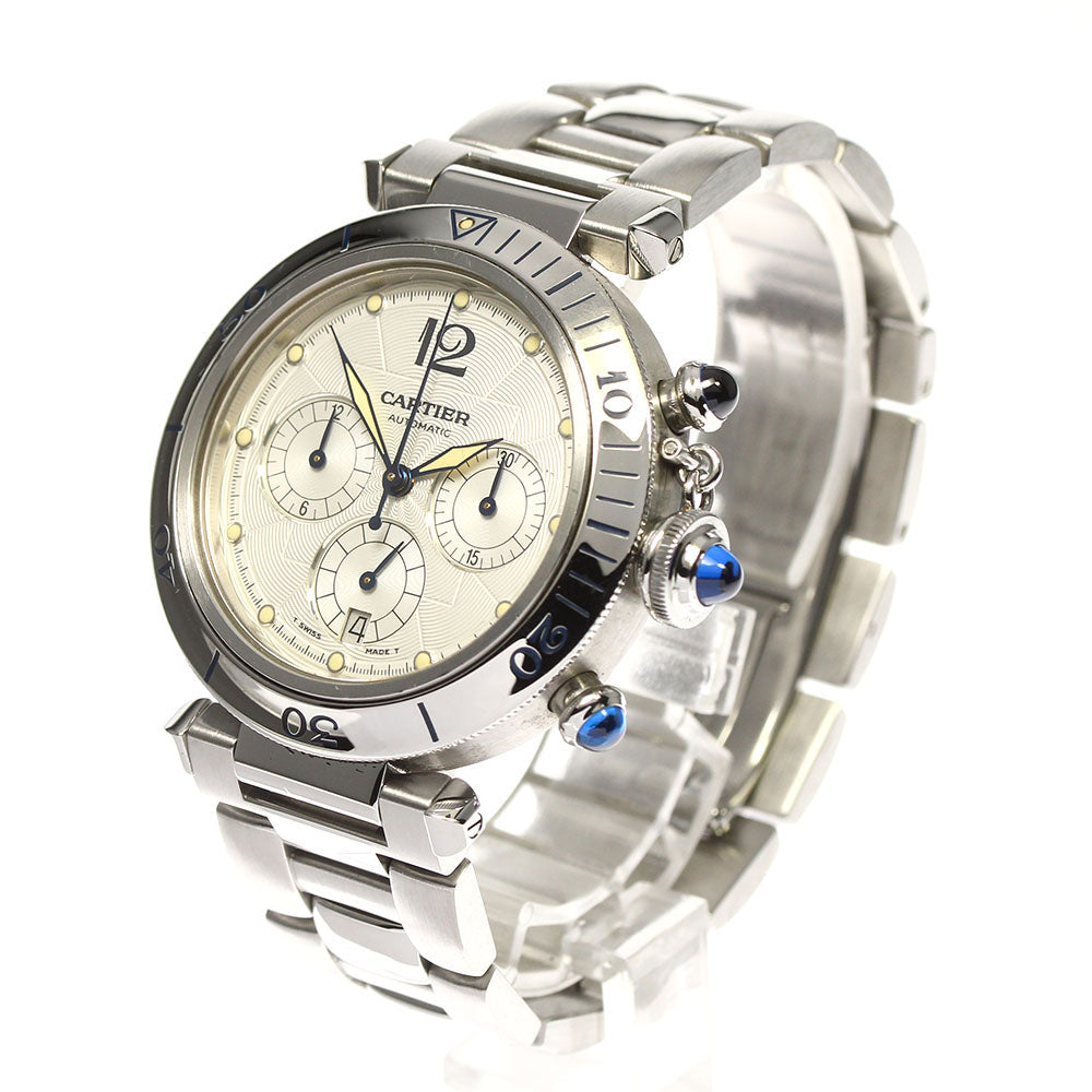CARTIER Pasha 38mm W31030H3 Chronograph Silver Dial Automatic Men's Watch_802345