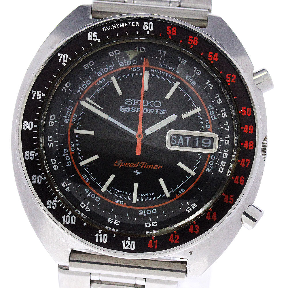 SEIKO 5 sports speed timer 7017-6050 Day date black Dial Automatic Men's Watch_802857