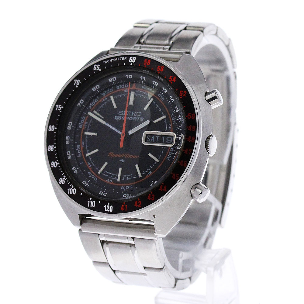 SEIKO 5 sports speed timer 7017-6050 Day date black Dial Automatic Men's Watch_802857