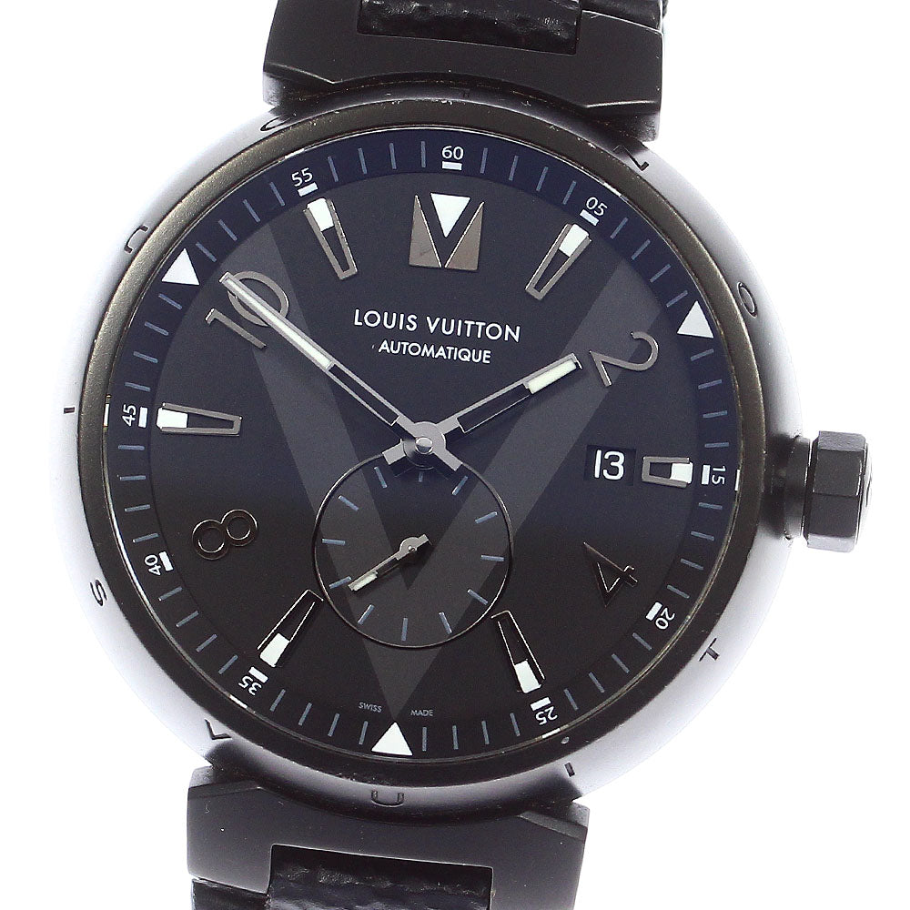 LOUIS VUITTON Tambour all black Q1D22 Date black Dial Automatic Men's_803607