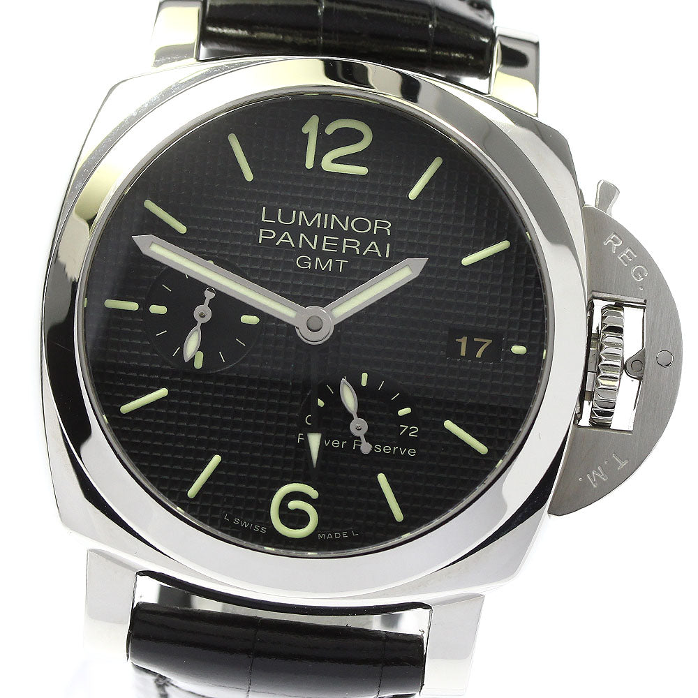 PANERAI Luminor 1950 3 Days GMT Achaio PAM00537 Date power reserve black Dial Automatic Men's Watch_803932