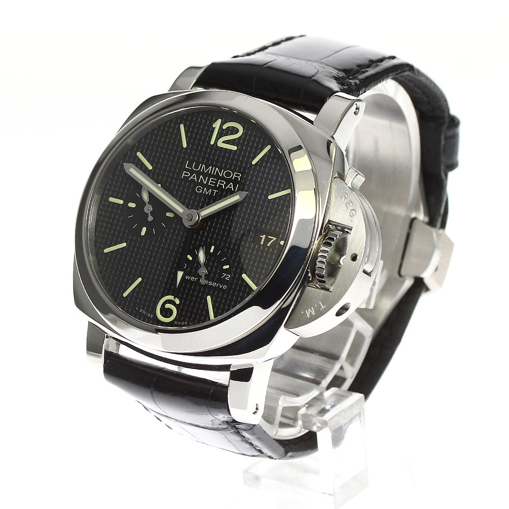 PANERAI Luminor 1950 3 Days GMT Achaio PAM00537 Date power reserve black Dial Automatic Men's Watch_803932