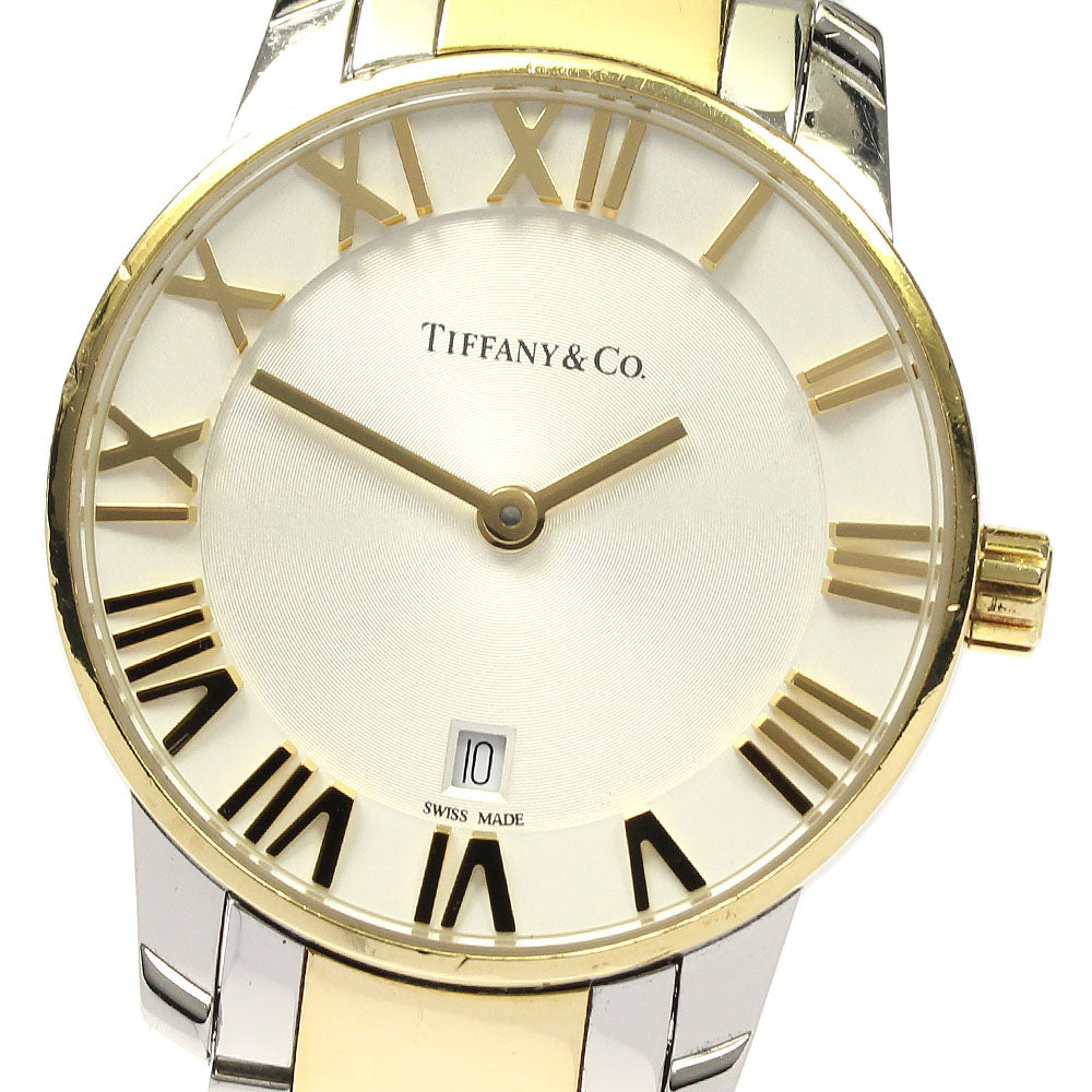 TIFFANY&Co. Atlas Dome 34876118 Date YG2 tone Silver Dial QZ Ladies Watch_803994