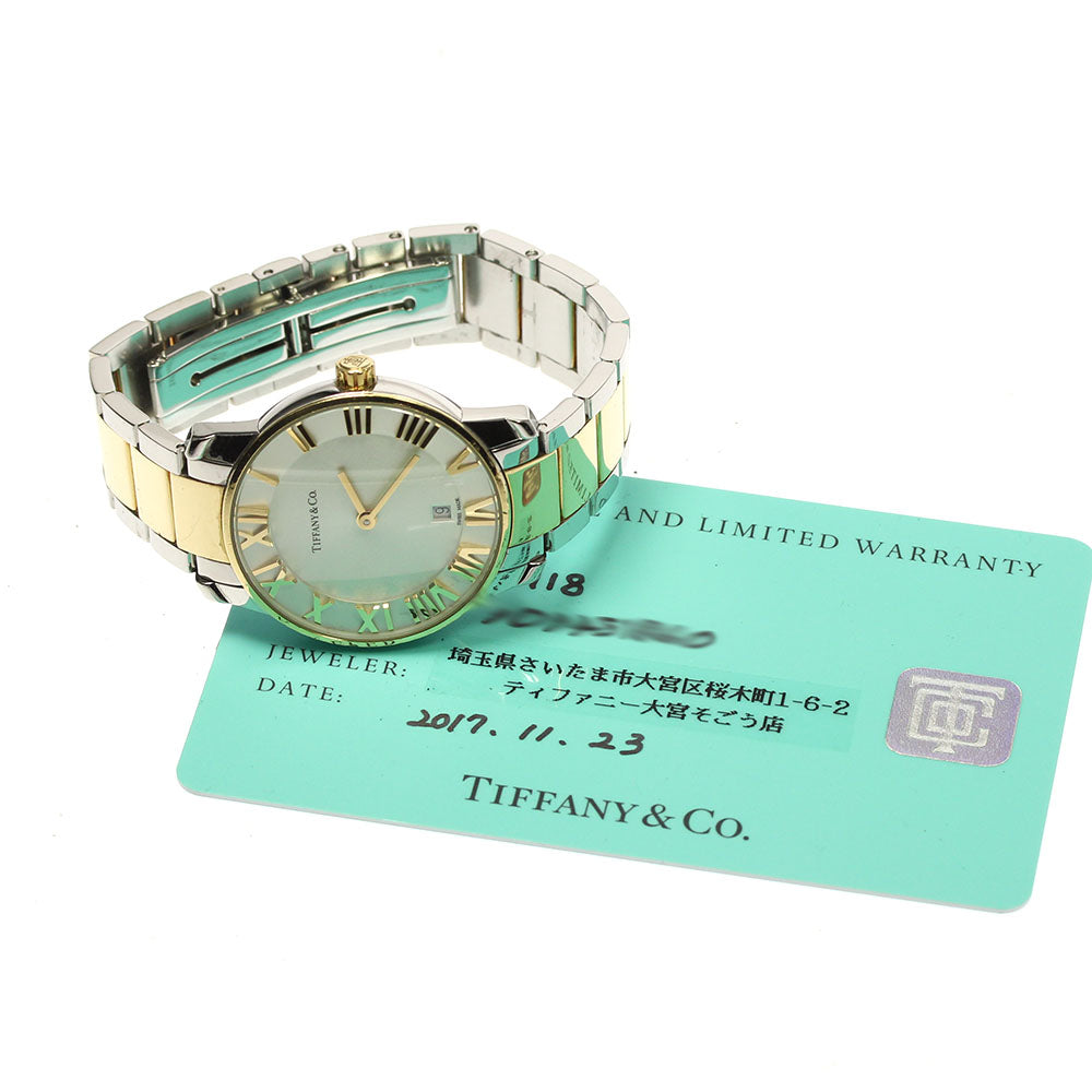 TIFFANY&Co. Atlas Dome 34876118 Date YG2 tone Silver Dial QZ Ladies Watch_803994