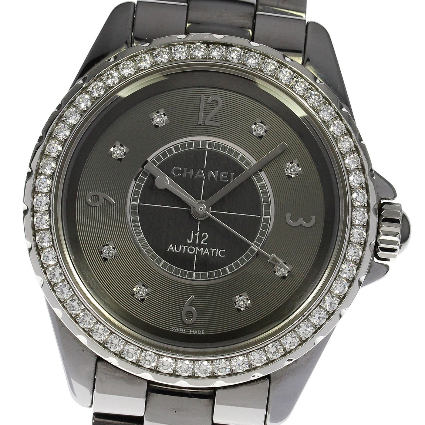 CHANEL J12 H2566 Chromatic diamond bezel 8P Gray Dial AT Men's Watch_804151