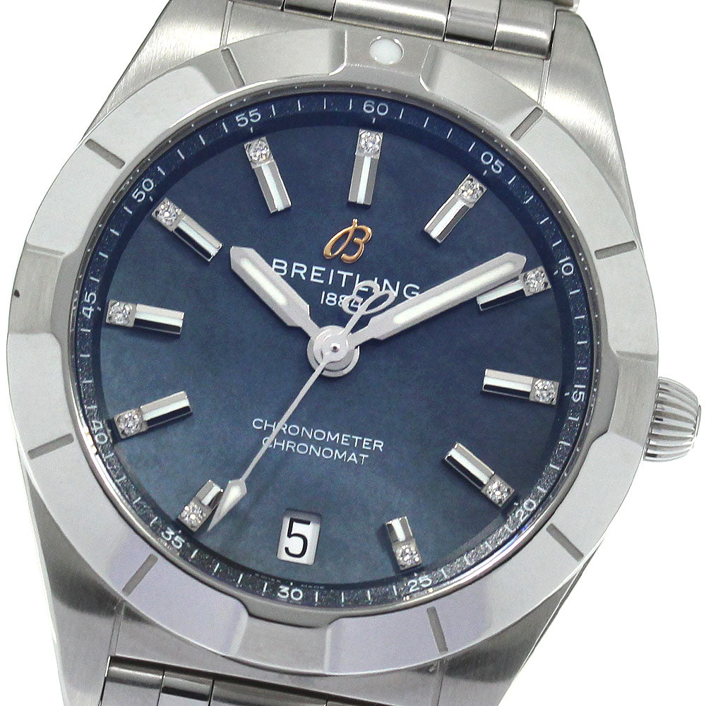 BREITLING Chronomat32 A77310 11P diamond Navy shell Dial Quartz Ladies_804152