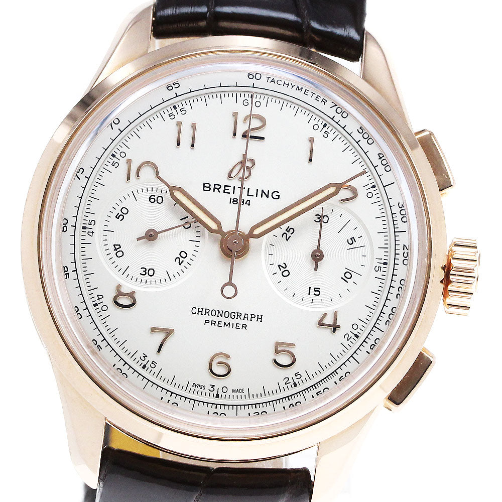 BREITLING Premier B09 Chronograph 40 RB0930 18K Pink Gold Silver Dial Hand Winding Men's Watch_804234