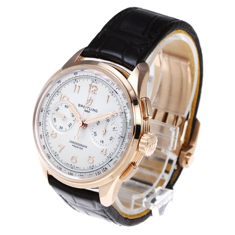 BREITLING Premier B09 Chronograph 40 RB0930 18K Pink Gold Silver Dial Hand Winding Men's Watch_804234