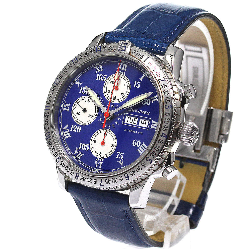 LONGINES Lindberg L2.618.4 Chronograph day date Blue / Silver Dial Automatic Men's Watch_804731