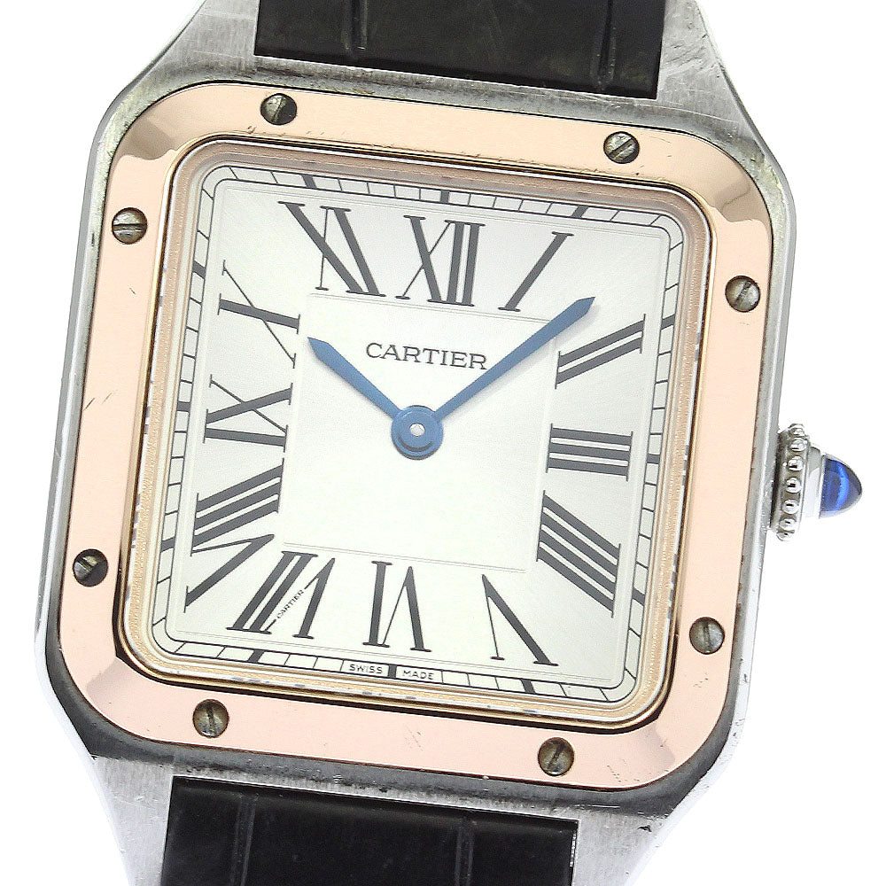 CARTIER Santos Dumont 2 tone SM W2SA0012 Silver Dial Quartz Ladies Watch_805355