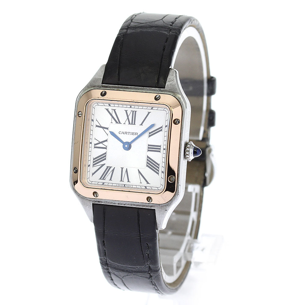 CARTIER Santos Dumont 2 tone SM W2SA0012 Silver Dial Quartz Ladies Watch_805355