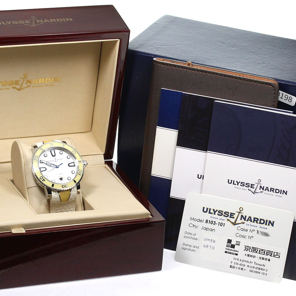 Ulysse Nardin lady diver 8103 Date White shell Dial Automatic Men's Watch_805401